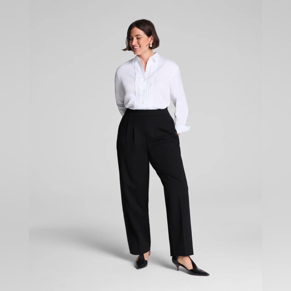 SPANX® Ponte Pleated Barrel Leg Trouser with Tuxedo Stripe